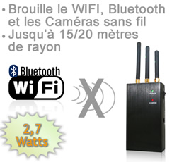BR-WIFI-27 - Brouilleur portable Wifi - bluetooth - camera sans