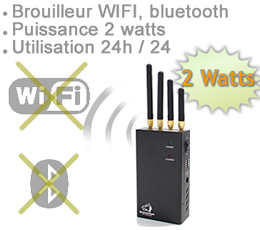 BRV-WIFI-2W - Brouilleur portable ventilé WiFi Bluetooth Caméra