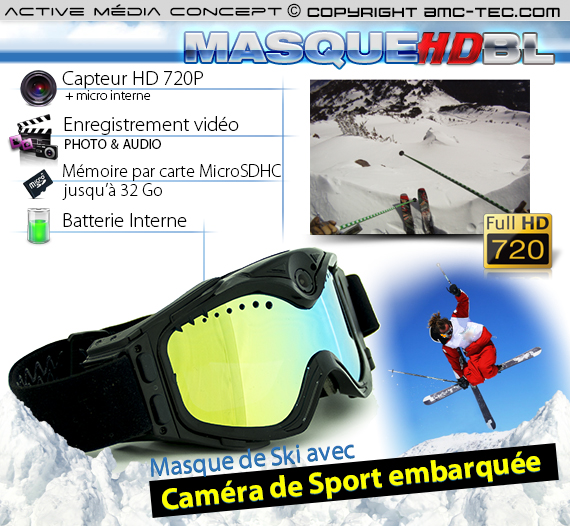 MASQUE-HD-OR - Masque de ski caméra HD 720P 16Go