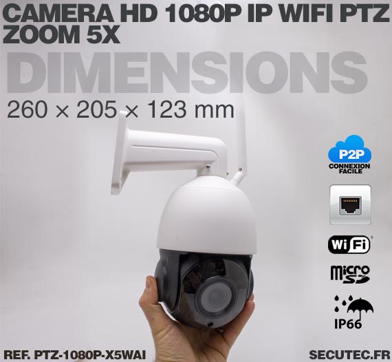 Camera de Surveillance IP Motorisée WiFi HD pour iPhone, Android, PC