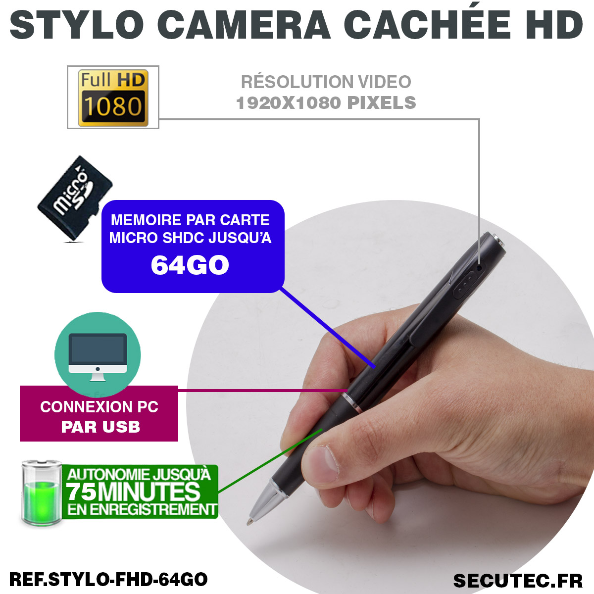 Stylo caméra et micro intégrés avec carte micro SD 4Go dès 24,90€  (livraison offerte), jusqu'à 39% de réduction